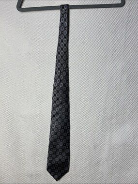 ENRO Classic Men's Geometric Pattern Tie in Navy and Gray